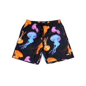 Neff Jellyfish Print Board Shorts Mens XL Black Orange Purple Swim Trunks 15P560